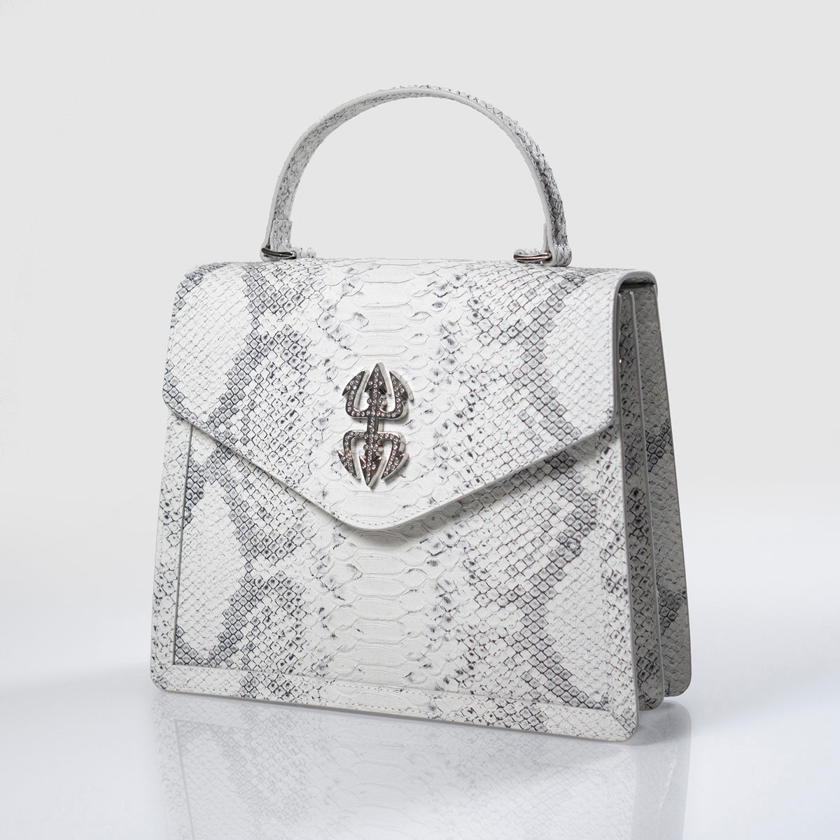 AD PYTHON EMBOSSED TOP HANDLE SATCHEL