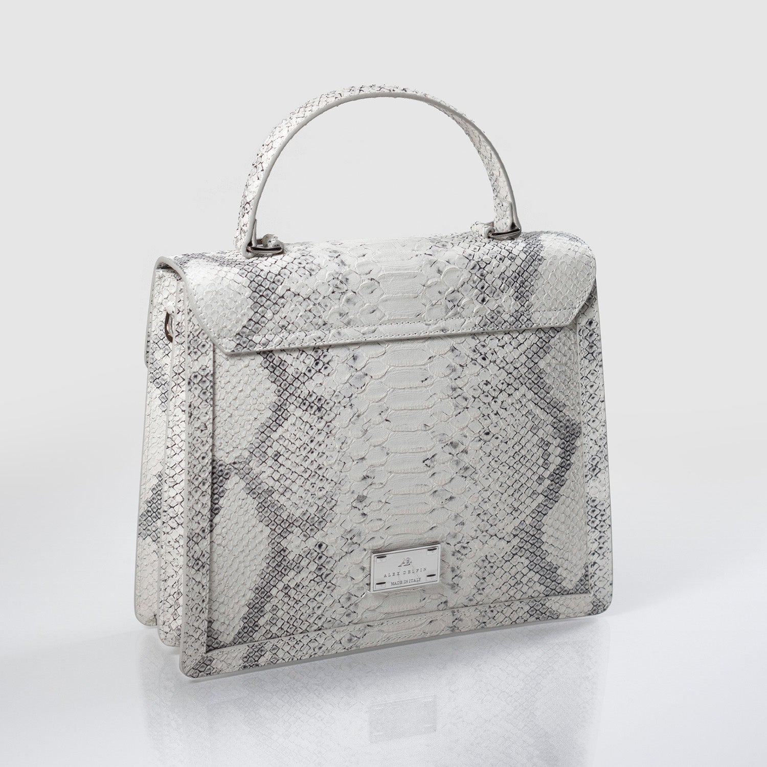 AD PYTHON EMBOSSED TOP HANDLE SATCHEL